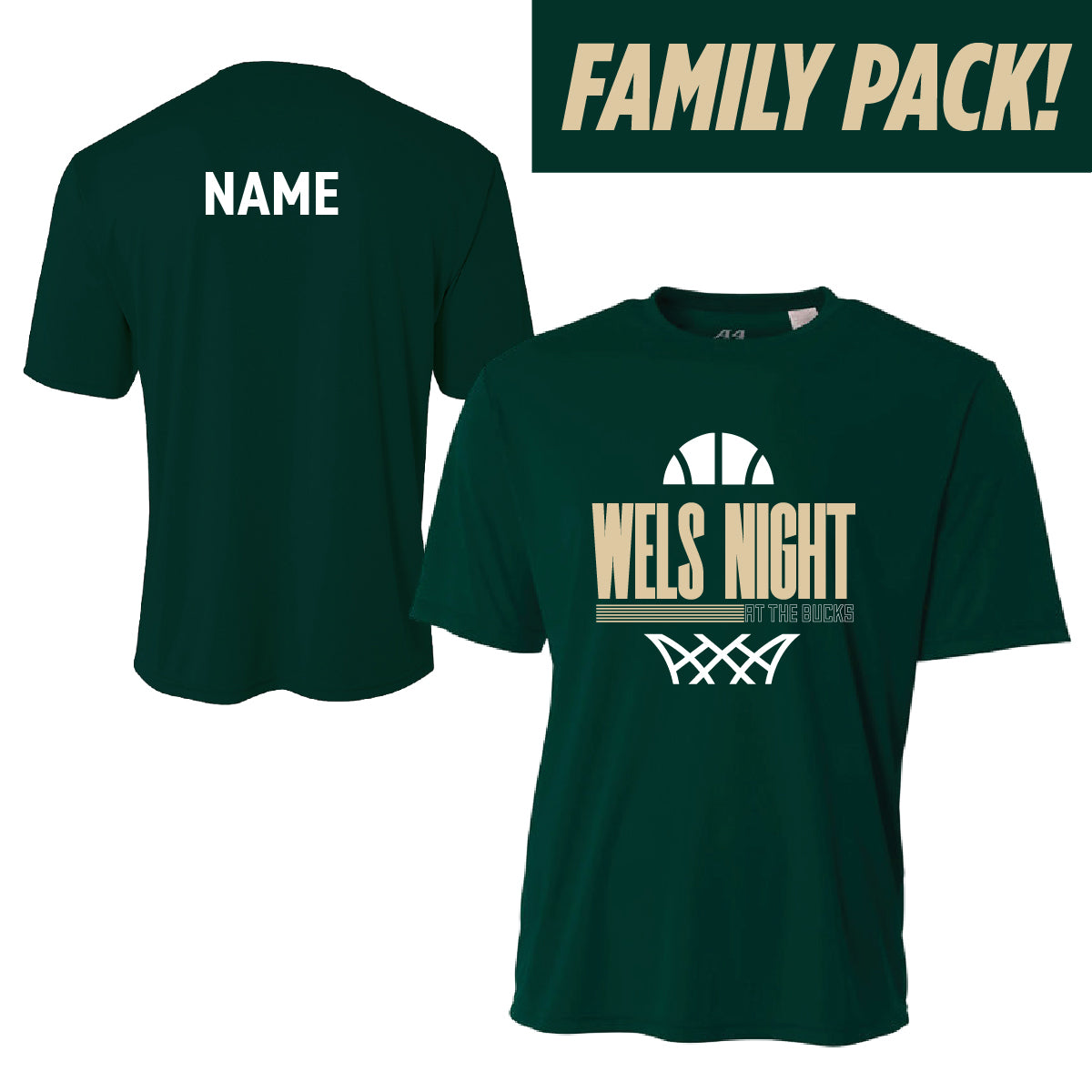 WELS Night at The Bucks - Performance T-Shirt - FAMILY PACK OF 4!